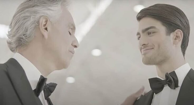 Opera singer Matteo Bocelli “accidentally” sings a duet with his father on the “perfect song” to sing together, Fall On Me.