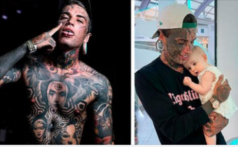 One cute thing after another: a 24-year-old man with a lot of tattoos gets rid of them for his daughter.